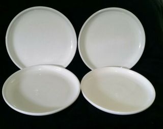 4 Crate & Barrel Culinary Arts White Cafeware Coupe Shape 10 1/2 " Dinner Plates