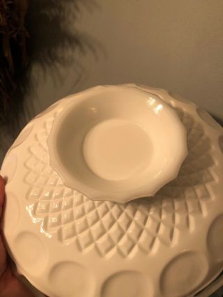 12” Vintage White Footed Milk Glass Console Fruit Bowl Reticulated Eyehole Edge 5