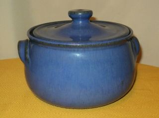 Vintage North Carolina Pottery Bean Pot Blue Gloss Seagrove Cole Sgnd 90 Om