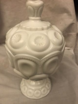 L E Smith Milk White Moon And Star Candy Dish W Lid