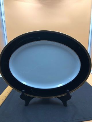 Noritake China Valhalla 2799 Oval Platter 13.  5x10” Cobalt Gold Trim