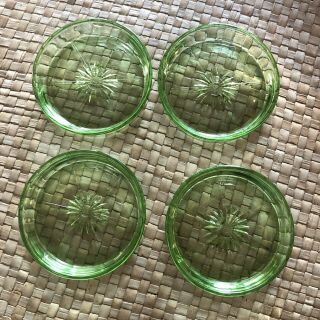 Depression Glass Green Federal Coaster - 3 1/4 " Across
