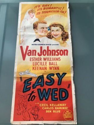 Daybill Poster 13x30: Easy To Wed (1946) Van Johnson,  Esther Williams