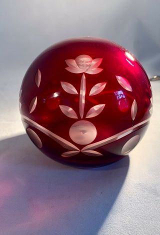Vintage Czech/bohemian - Ruby Red Cut To Clear - Art Glass Paperweight - 4 " Tall