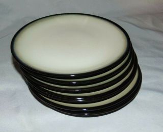 Set Of 7 Sango Stoneware China Nova Black 4932 Salad Dessert Plates Measure 7.  5 "