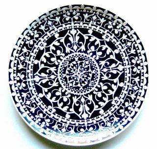 Rare Blue & White Medallion Dinner Plate By Jaipur Market China Ceramic