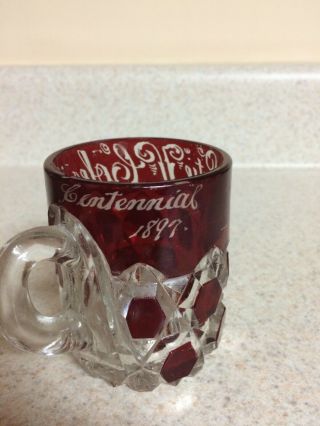 Antique Pressed Glass Ruby Tennessee Centennial Souvenir 1897 Cup Eapg