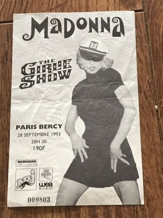 Rare Madonna Girlie Show Paris Bercy 28th Sept 1993 Ticket Stub