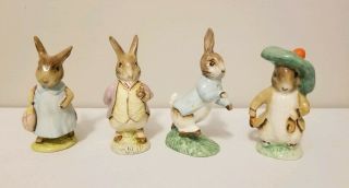 Set Of Four Royal Albert Beatrix Potter Figurines Peter Rabbit & More