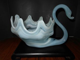 Vintage Murano style Hand blown glass Swan bowl planter centerpiece 5