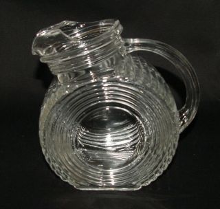 Perfect Vintage Federal Depression Glass Ice - Lip Disc Pitcher