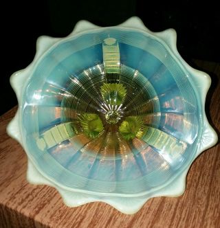 Antique Northwood Opalescent Vaseline Glass 3 - Footed Candy Dish/card Receiver