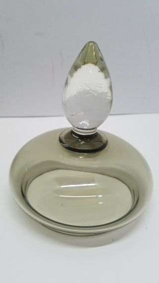 Vtg Retro bubble glass footed smokey Grey Apothecary Compote Lidded Candy Dish 8