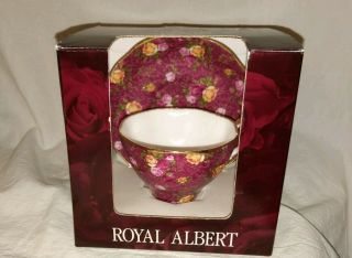 Royal Albert Old Country Roses Ruby Lace Footed Tea Cup & Saucer 2002