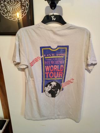PAUL McCARTNEY Beatles 1990 WORLD TOUR Concert Tee/T - Shirt Vintage Size L 2