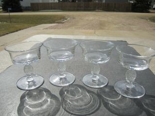 Set Of 4 Heisey Clear Plantation Pattern Champagne / Or Tall Sherbet Glasses