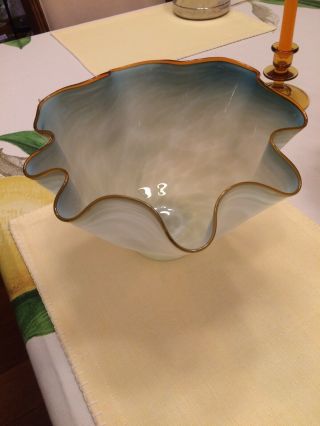 Large Hand Blown Art Glass Sea Shell Bowl 11 3/8”