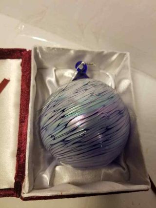 Hand Blown Large Blue Globe Christmas Ornament Ball Heavy Thick Glass