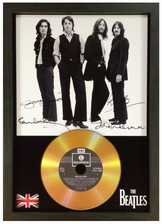 The Beatles - Signed Photo And Gold Cd Disc Collectable Memorabilia Gift /02
