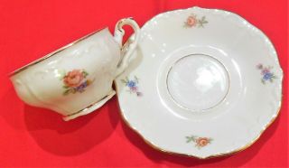Vintage 15 - Piece Porcelain Demitasse Tea Set Floral Embossed Gold Trim 2