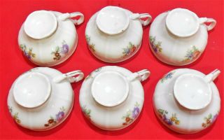 Vintage 15 - Piece Porcelain Demitasse Tea Set Floral Embossed Gold Trim 6