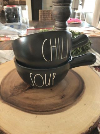 Rae Dunn Ll Chili & Soup Handled Bowls.