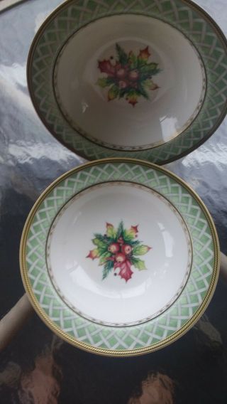 Fitz And Floyd Winter Holiday/Green Wreath Soup/Cereal Bowls - Set of 4 - 2