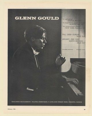 1958 Glenn Gould Pianist Photo Booking Print Ad