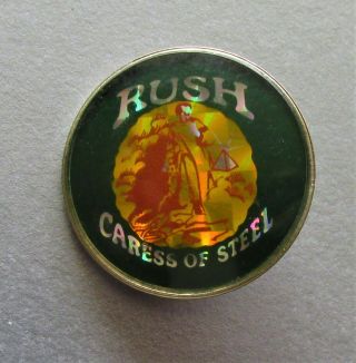 Rush Caress Of Steel Vintage Metal Pin Badge From The 1980 