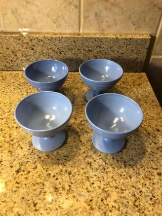 Vintage Hazel Atlas Moderntone Pastel Blue Sherbet Ice Cream Cups Set Of Four