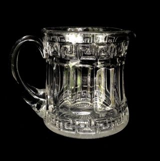 Vintage Heisey Clear Glass Greek Key Pitcher 40 Oz / 1912 - 1938