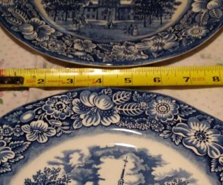 4 Vintage Staffordshire Liberty Blue - Independence Hall Dinner Plates 9¾ inches 4