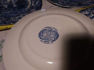 4 Vintage Staffordshire Liberty Blue - Independence Hall Dinner Plates 9¾ inches 5