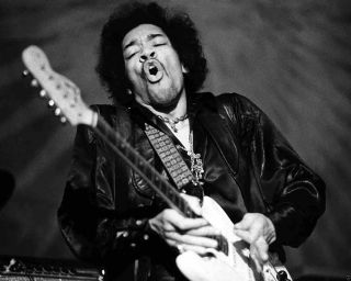 Glossy Photo Picture 8x10 1878 Jimi Hendrix Black And White Guitar