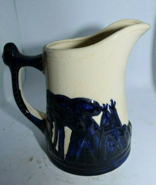 Antique Sleepy Eye Pottery Pitcher Indian Cobalt Blue Monmouth