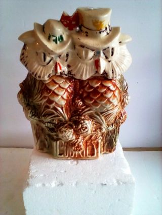 Vintage Old Mccoy Pottery Mr& Mrs Owl Cookie Jar " When Shadows Fall " 1950s
