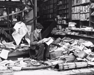 A Boy Sits In The Ruins Of A London Bookshop 8x10 Photo Print 4136 - Who