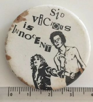 Vtg Og Sex Pistols Sid Vicious Is Innocent 38mm Pin Badge Punk 1970s