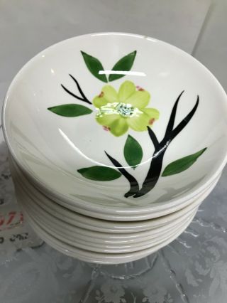 11 Dixie Dogwood Joni Stetson Pottery Hand Painted Dessert 5.  25 " Bowls
