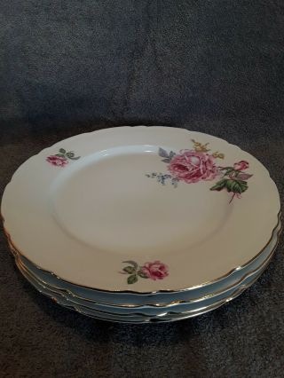 4 Fine Bohemian China Dinner Plates Czechoslovakia Floral/pink Roses