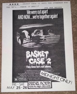Basket Case 2 Midnight Only Showing Flyer/handbill - From The Showing -