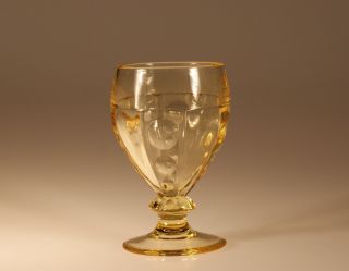 Vintage Heisey Glass Company Yellow Sahara Old Sandwich Low Footed Goblet C.  1930