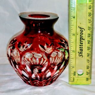 Nachtmann Bleikristall Germany Ruby Red Cut To Clear Bud Vase