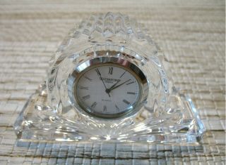 Waterford Crystal Cut Glass Small Lismore Cottage Mantel Clock 4 " X 2 1/4 " Signed