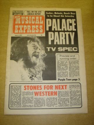 Nme 1972 June 3 Joe Cocker Melanie Beach Boys Rolling Stones Deep Purple