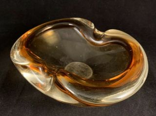 Vintage Murano Art Glass Sommerso Amber Ashtray Dish Bowl