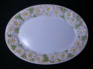 Metlox Poppytrail Sculptured Daisy Large 11 - Inch Oval Tray Serving Platter Plate