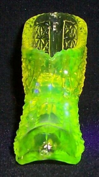 Degenhart Vaseline Glass Toothpick Holder ' s & Shoe (Glows Under Black Light) 4