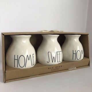 Rae Dunn Home Sweet Home Set Of 3 Bud Vases Ceramic Large Letter Htf Rare 19
