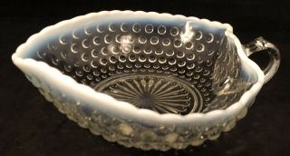 Vintage Moonstone Glass Hobnail Handled Dish